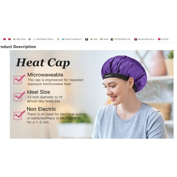 AMZPIC Microwavable Deep Conditioning Hair Bonnet Purple New - Picture 1 of 7